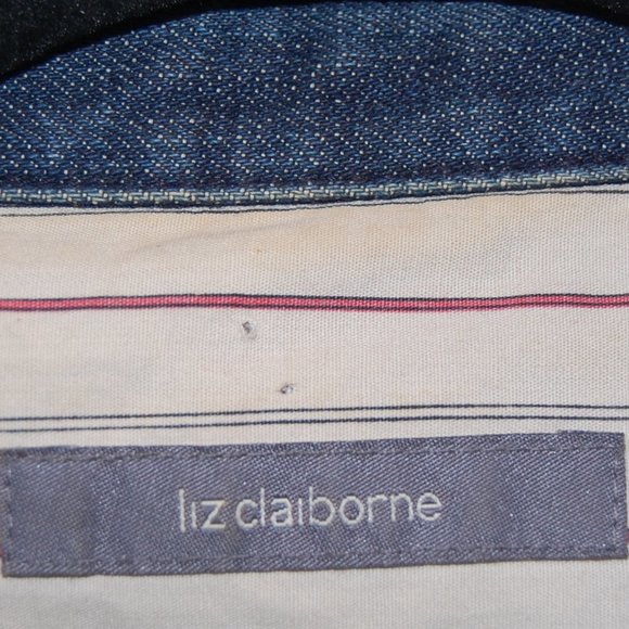 LIZ CLAIRBORNE Short Blue Denim Pea Coat Jacket W/ Anchor Buttons  SIze 8 - Picture 9 of 10